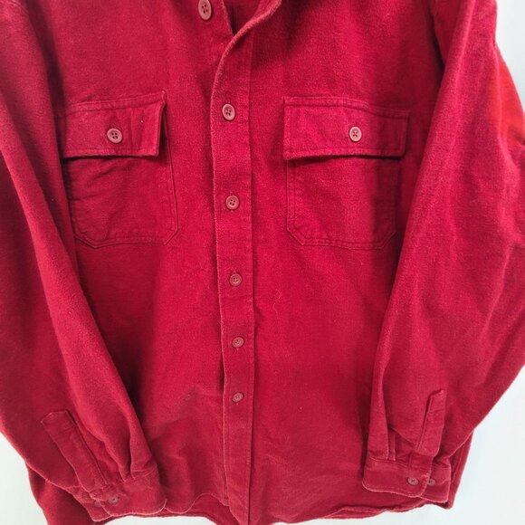 LL BEAN Red 2 Flap Pockets Flannel  Shirt Men's Size XL - Picture 2 of 6